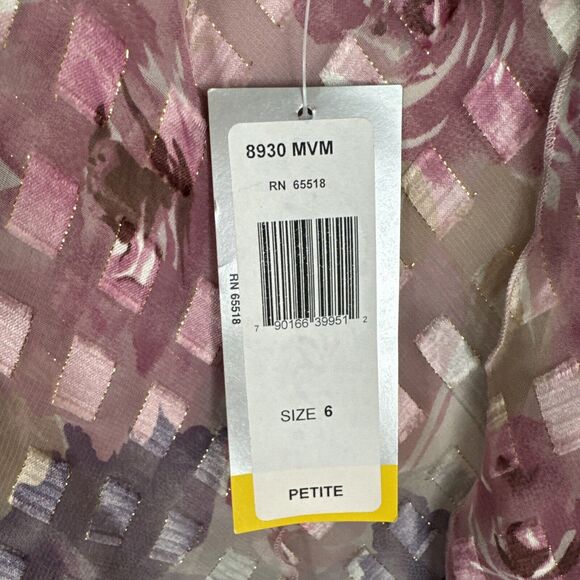 Vintage Patra Chiffon 2 Pc Set Sz 6 Floral Metallic Cottage Core NWT - Picture 8 of 9